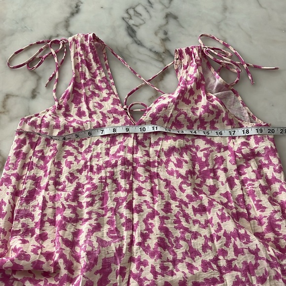 h&m tie detailed crepe v neck Maxi dress Pink Cream Loose Fit S/M - Picture 5 of 14